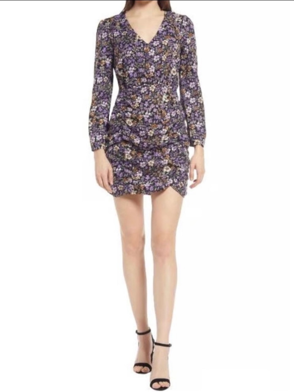 Vero Moda Women’s Isa Floral Long Sleeve V Neckline Mini Dress NWT